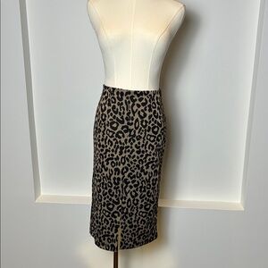 stradivarius Leopard Print Pencil Skirt - Black and Taupe